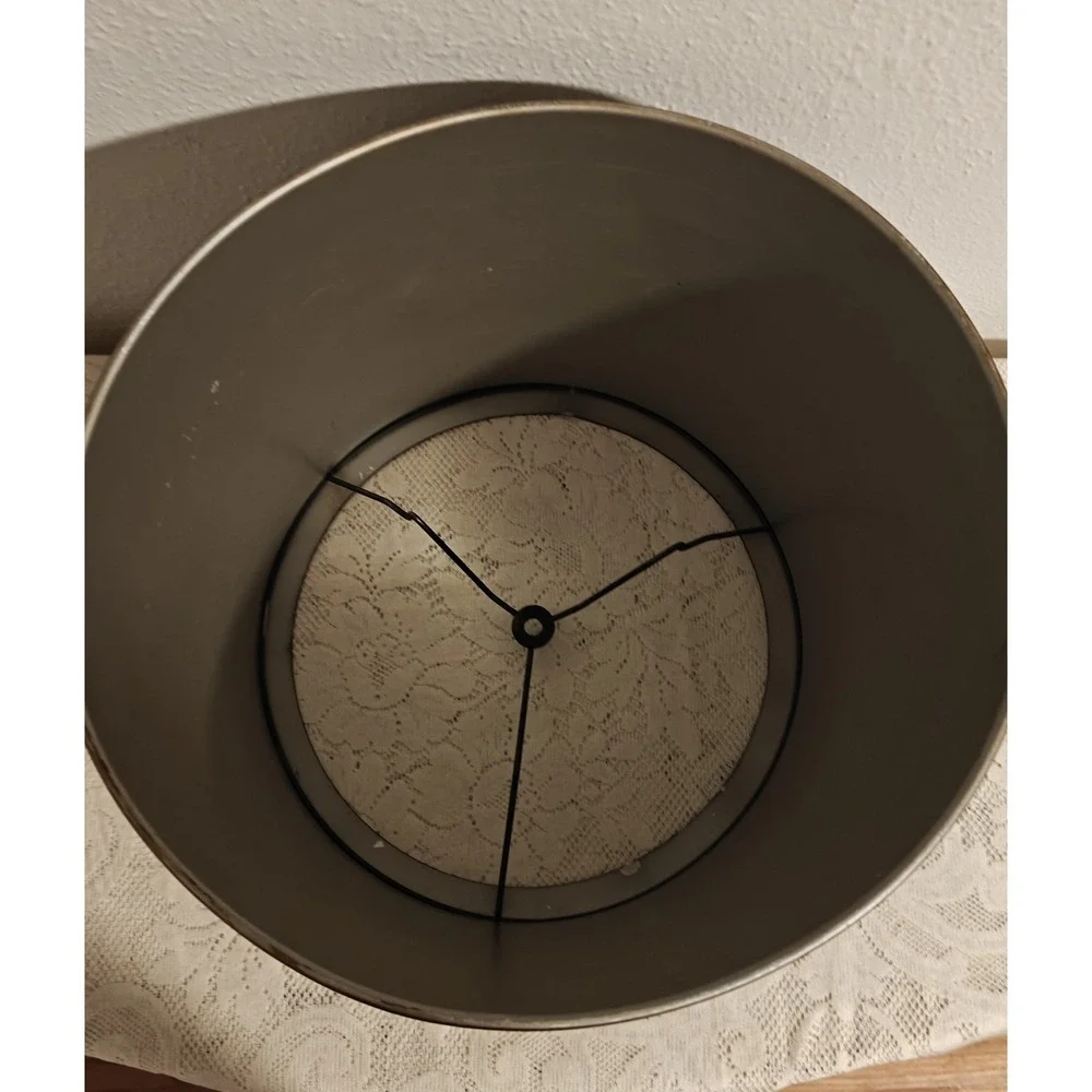 Vintage 1940s Metal Black And Gold Drum Lamp Shade Eastern Art Studios